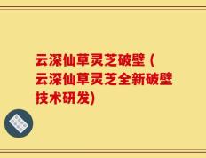 云深仙草灵芝破壁 (云深仙草灵芝全新破壁技术研发)