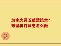 加拿大灵芝破壁技术？破壁机打灵芝怎么做