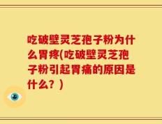 吃破壁灵芝孢子粉为什么胃疼(吃破壁灵芝孢子粉引起胃痛的原因是什么？)