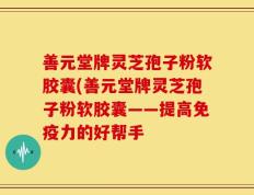 善元堂牌灵芝孢子粉软胶囊(善元堂牌灵芝孢子粉软胶囊——提高免疫力的好帮手