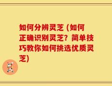 如何分辨灵芝 (如何正确识别灵芝？简单技巧教你如何挑选优质灵芝)
