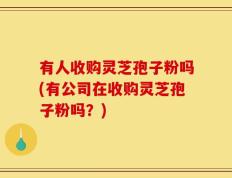 有人收购灵芝孢子粉吗(有公司在收购灵芝孢子粉吗？)
