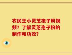 农民王小灵芝孢子粉视频？了解灵芝孢子粉的制作和功效？