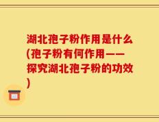 湖北孢子粉作用是什么(孢子粉有何作用——探究湖北孢子粉的功效)