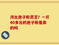 河北孢子粉灵芝？一斤40多元的孢子粉是真的吗