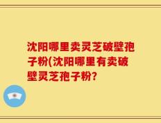 沈阳哪里卖灵芝破壁孢子粉(沈阳哪里有卖破壁灵芝孢子粉？