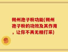 朔州孢子粉功能(朔州孢子粉的功效及其作用，让你不再无精打采)