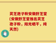灵芝孢子粉安徽野芝堂(安徽野芝堂推出灵芝孢子粉，阳光晒干，纯天然)