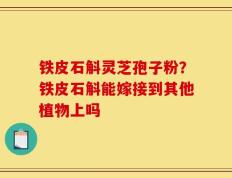 铁皮石斛灵芝孢子粉？铁皮石斛能嫁接到其他植物上吗