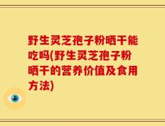 野生灵芝孢子粉晒干能吃吗(野生灵芝孢子粉晒干的营养价值及食用方法)