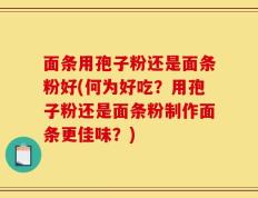 面条用孢子粉还是面条粉好(何为好吃？用孢子粉还是面条粉制作面条更佳味？)