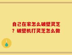 自己在家怎么破壁灵芝？破壁机打灵芝怎么做