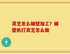 灵芝怎么破壁加工？破壁机打灵芝怎么做