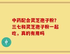 中药配合灵芝孢子粉？三七和灵芝孢子粉一起吃，真的有用吗
