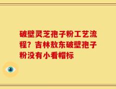 破壁灵芝孢子粉工艺流程？吉林敖东破壁孢子粉没有小看帽标