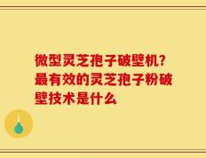 微型灵芝孢子破壁机？最有效的灵芝孢子粉破壁技术是什么