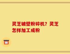 灵芝破壁粉碎机？灵芝怎样加工成粉