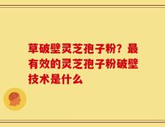 草破壁灵芝孢子粉？最有效的灵芝孢子粉破壁技术是什么
