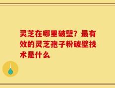灵芝在哪里破壁？最有效的灵芝孢子粉破壁技术是什么
