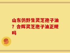 山东仿野生灵芝孢子油？合辉灵芝孢子油正规吗