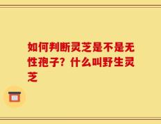如何判断灵芝是不是无性孢子？什么叫野生灵芝