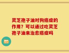 灵芝孢子油对狗癌症的作用？可以通过吃灵芝孢子油来治愈癌症吗