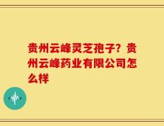 贵州云峰灵芝孢子？贵州云峰药业有限公司怎么样
