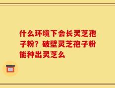 什么环境下会长灵芝孢子粉？破壁灵芝孢子粉能种出灵芝么