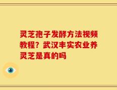 灵芝孢子发酵方法视频教程？武汉丰实农业养灵芝是真的吗