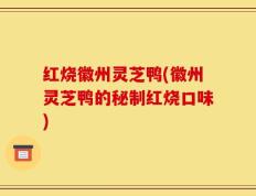 红烧徽州灵芝鸭(徽州灵芝鸭的秘制红烧口味)