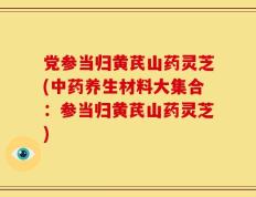 党参当归黄芪山药灵芝(中药养生材料大集合：参当归黄芪山药灵芝)