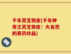 千年灵芝铁皮(千年神奇之灵芝铁皮：大自然的草药珍品)