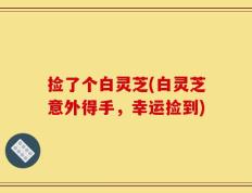 捡了个白灵芝(白灵芝意外得手，幸运捡到)