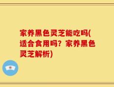 家养黑色灵芝能吃吗(适合食用吗？家养黑色灵芝解析)