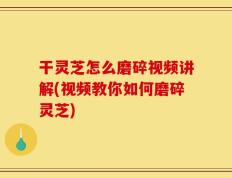 干灵芝怎么磨碎视频讲解(视频教你如何磨碎灵芝)