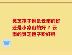 灵芝孢子粉是云南的好还是小凉山的好 ？云南的灵芝孢子粉好吗