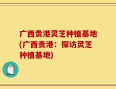 广西贵港灵芝种植基地(广西贵港：探访灵芝种植基地)