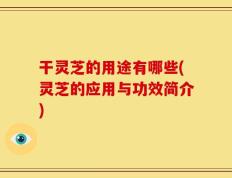 干灵芝的用途有哪些(灵芝的应用与功效简介)