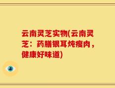 云南灵芝实物(云南灵芝：药膳银耳炖瘦肉，健康好味道)