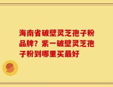 海南省破壁灵芝孢子粉品牌？紫一破壁灵芝孢子粉到哪里买最好