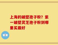 上海的破壁孢子粉？紫一破壁灵芝孢子粉到哪里买最好