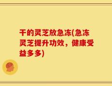 干的灵芝放急冻(急冻灵芝提升功效，健康受益多多)