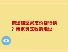 南通破壁灵芝价格行情？南京灵芝收购地址