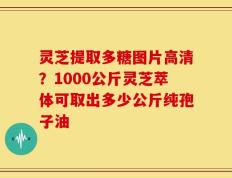 灵芝提取多糖图片高清？1000公斤灵芝萃体可取出多少公斤纯孢子油
