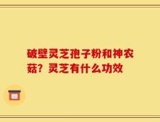 破壁灵芝孢子粉和神农菇？灵芝有什么功效