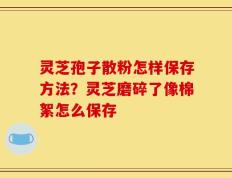 灵芝孢子散粉怎样保存方法？灵芝磨碎了像棉絮怎么保存