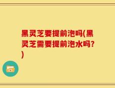 黑灵芝要提前泡吗(黑灵芝需要提前泡水吗？)