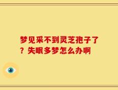 梦见采不到灵芝孢子了？失眠多梦怎么办啊