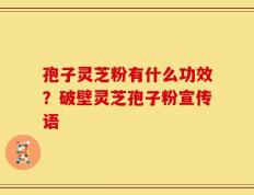 孢子灵芝粉有什么功效？破壁灵芝孢子粉宣传语