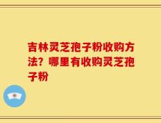 吉林灵芝孢子粉收购方法？哪里有收购灵芝孢子粉